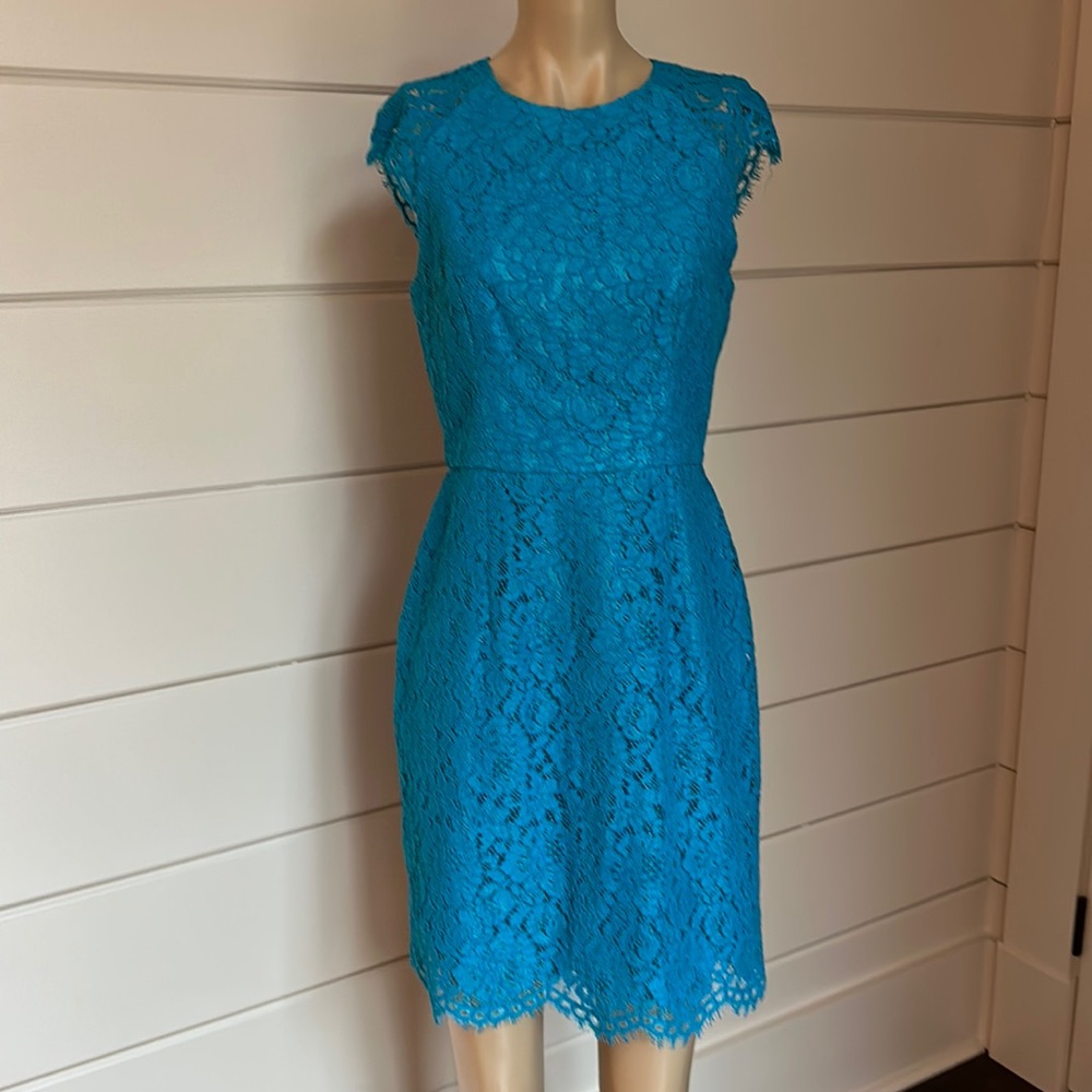 Shoshanna blue lace dress